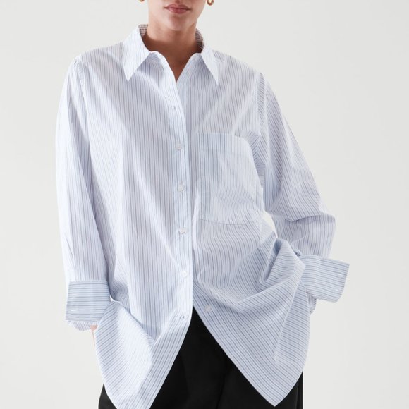 COS Tops - COS oversized blue stripe shirt size 8